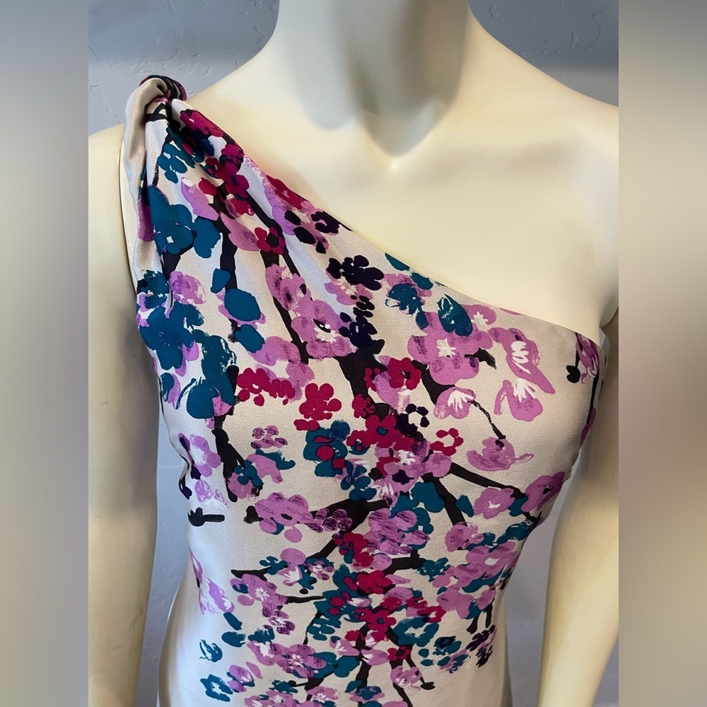 Women’s 100% silk cherry blossom One-Shoulder Dress size 6